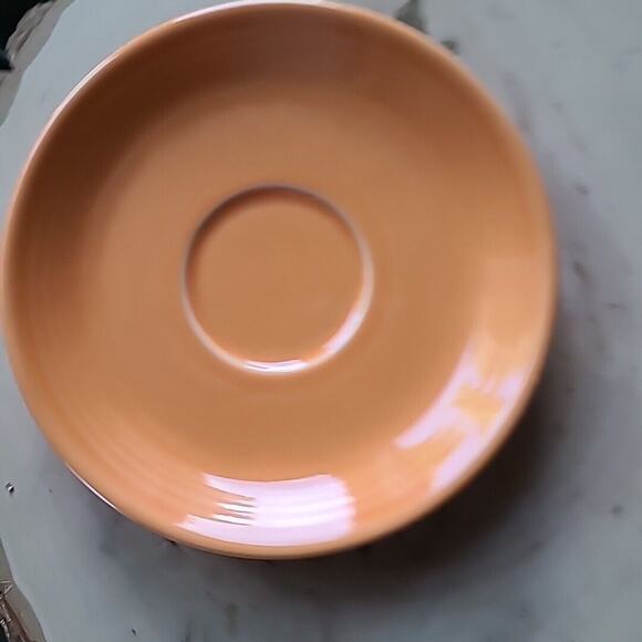 Fiesta Fiestaware Coffee Tea Cup & Saucer Homer Laughlin Co USA Orange Tangerine - Picture 3 of 5